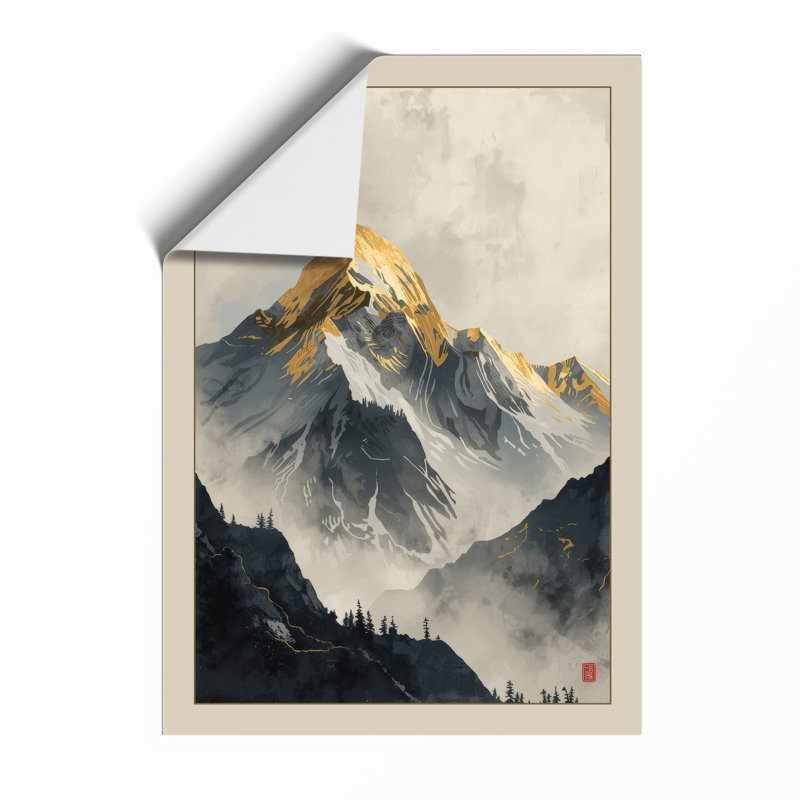 Mountain at Sunrise Scandinavian - Framed Print, Unframed, A1 - 84.1 x 59.4 cm