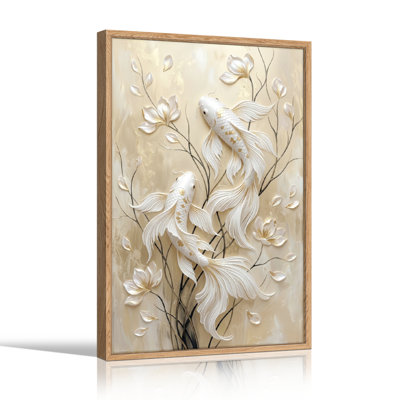 Koi Fish Canvas Wall Art Oil Painting Print Set Of 1