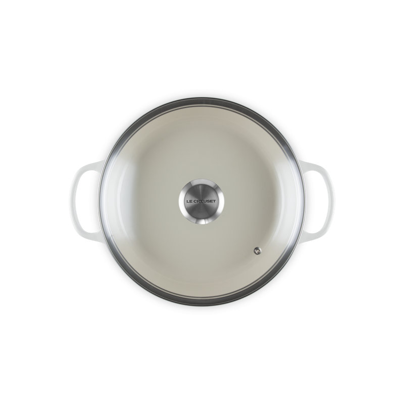 Le Creuset Enameled Cast Iron Signature Round Braiser With Glass Lid, 2.25 Qt., Olive, White