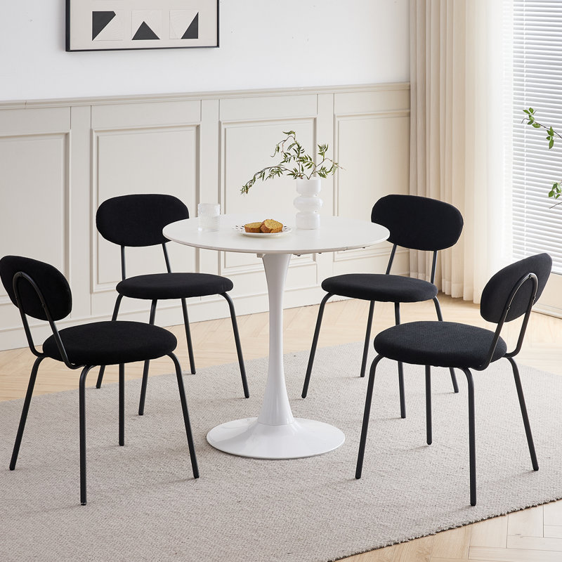 Cotton Blend Upholstered Metal Stacking Accent, Black, 6