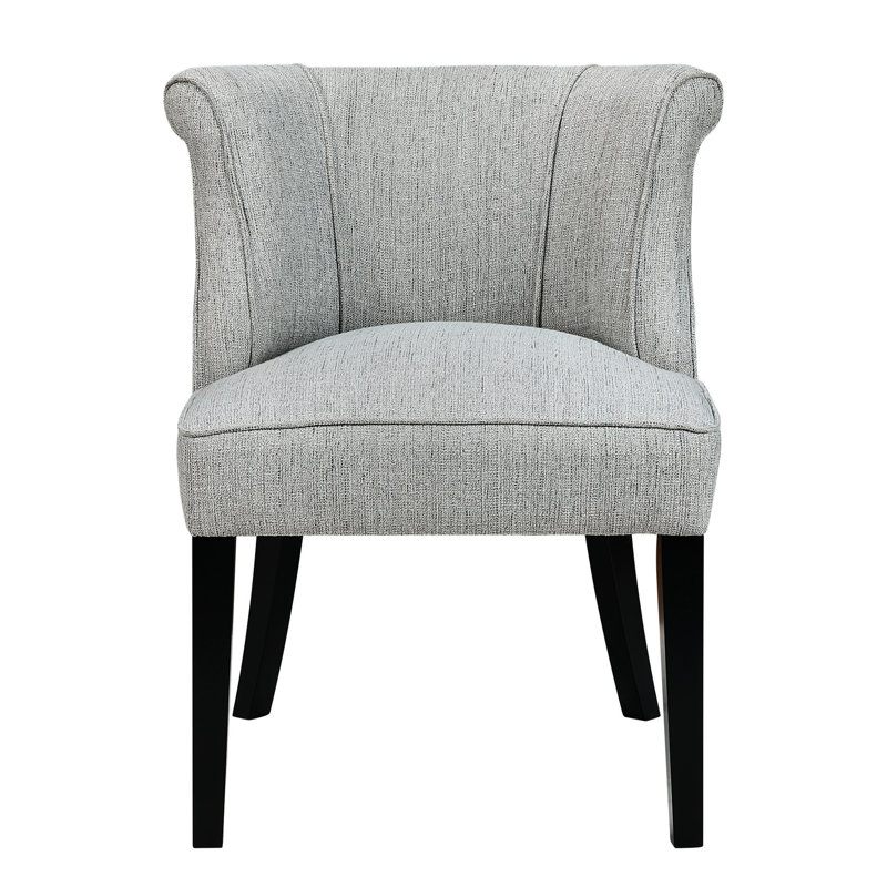Chaise contemporaine tapissée de couleur grise avec revêtement en bois foncé et contreplaqué, Gris