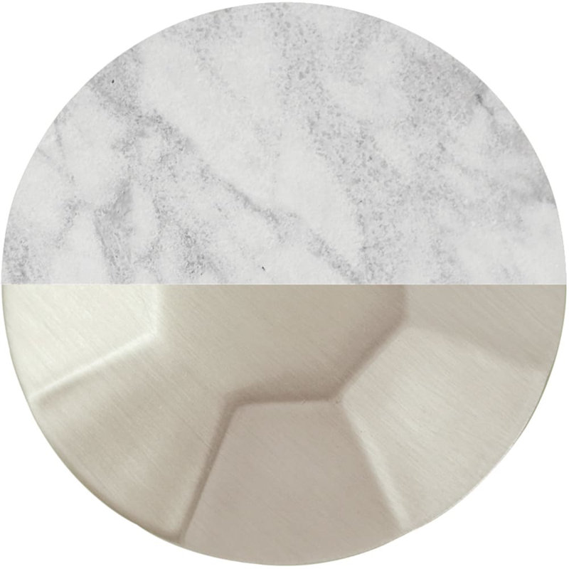 Firenze Bar Knob, White Marble/Satin Nickel