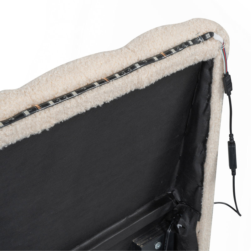 Lit plateforme tapissier avec gigogne Tedsons, Beige