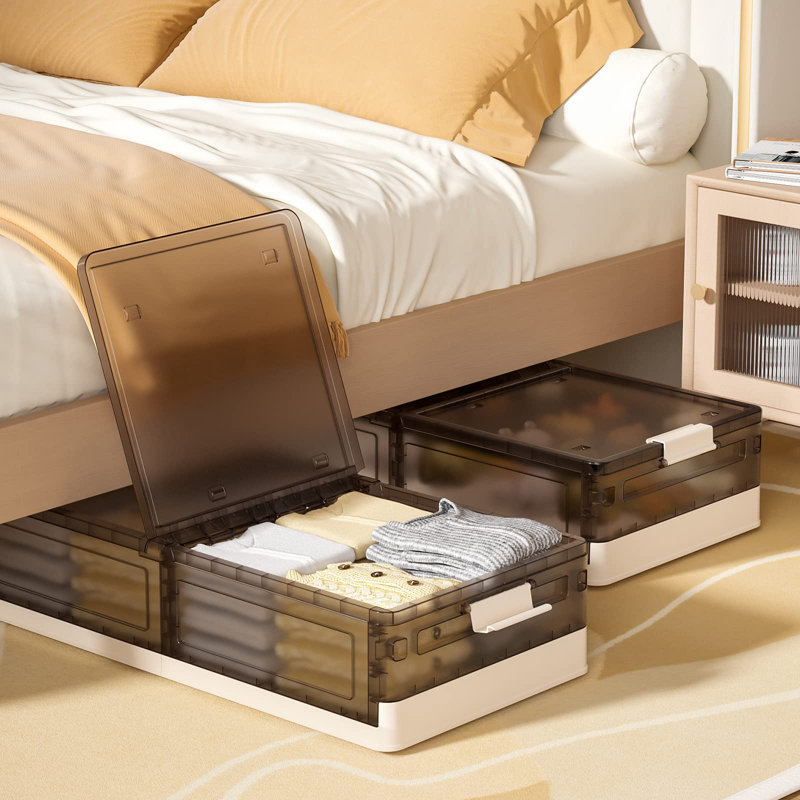 Stackable Under Bed Rolling Plastic Storage Box, Multipurpose Storage Box With Lid, Transparent