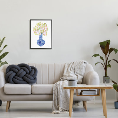" Chinese Caladium Ginger House Plant Tall Neck Vase " by Stellar Design Studio