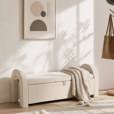 Banc de rangement en chenille à bras incurvés en forme de U