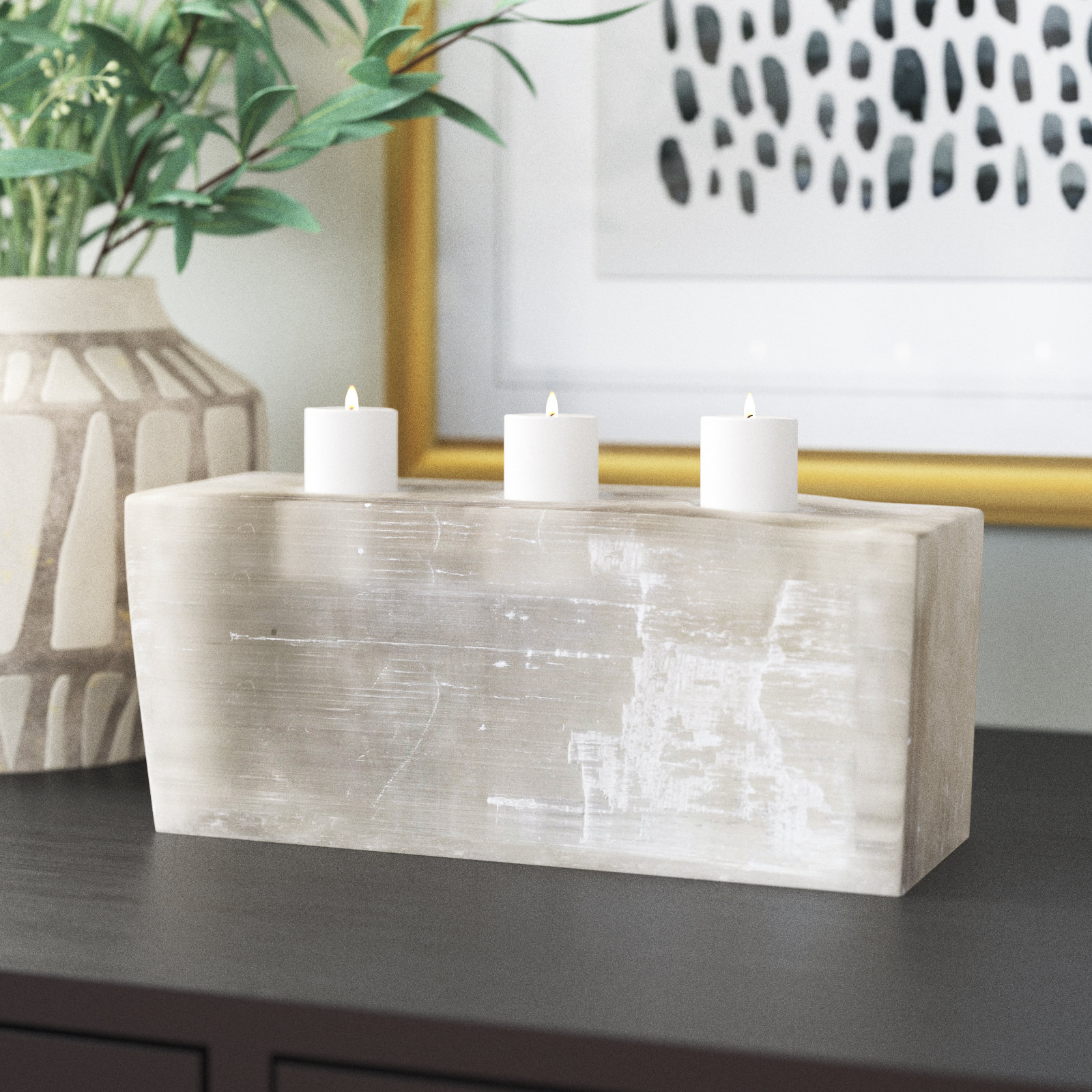Selenite Votive Candle Holder
