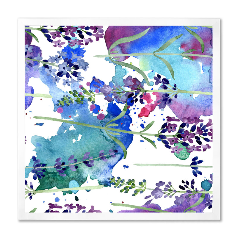 «Violet Lavender Floral Botanical Flower», reproduction d'art sur toile à motifs, H 16 po x l 16 po x P 1 po