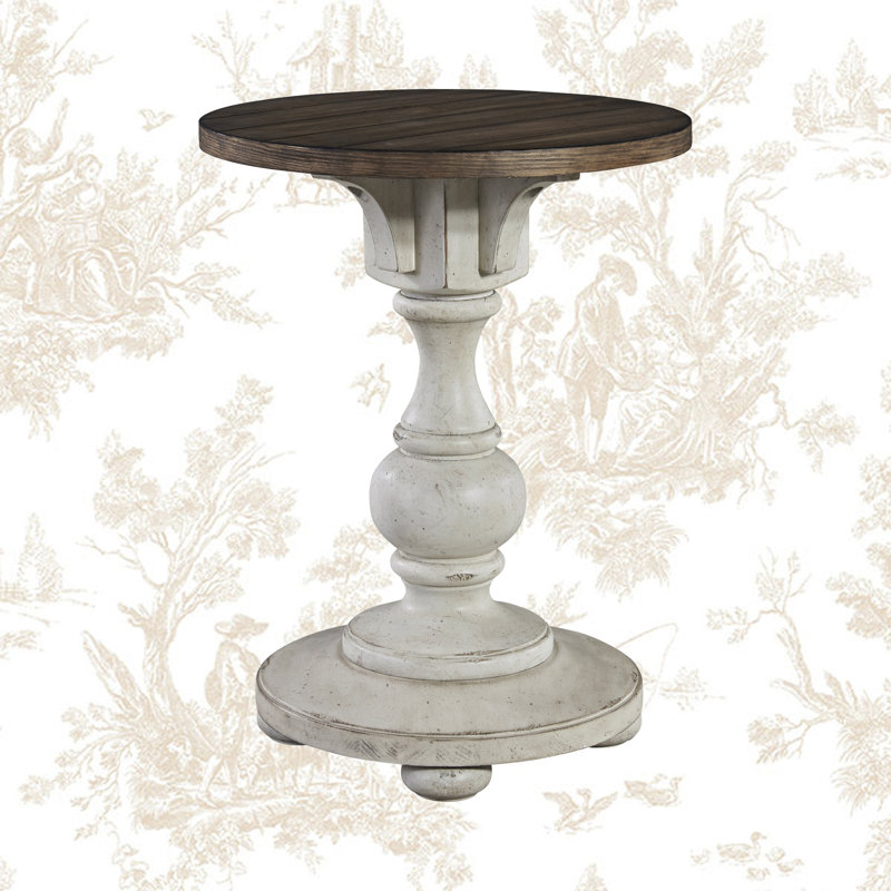 Hexham Turned Pedestal Plank Top End Table