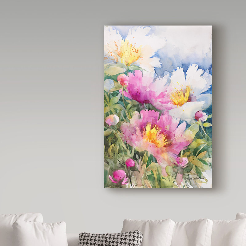 «Peony Performance» de Mattox, reproduction d'aquarelle sur toile tendue, H 24 po x l 16 po x P 2 po