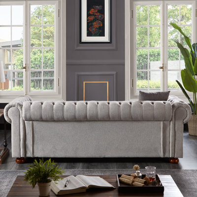 Daris 88.5'' Linen Rolled Arm Chesterfield CAL117 Compliant Sofa -  Darby Home Co, 9C04048F0EE14D35AE92C69265A30365