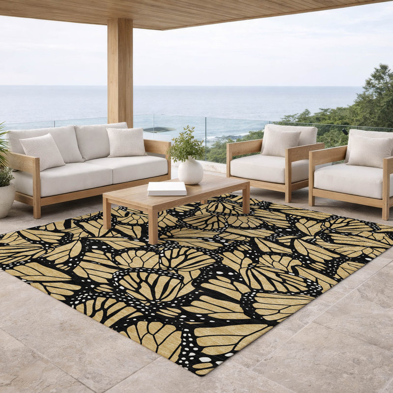 Tapis intérieur / extérieur lavable à la machine Chantille ACN2846, Doré, 9 pi x 12 pi
