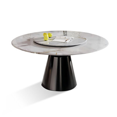 White Round Sintered Stone Tabletop Dining Table