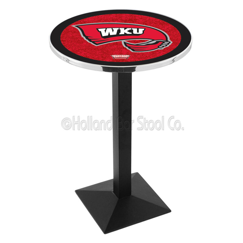Round Metal Base Dining Table, Black Wrinkle, Western Kentucky University