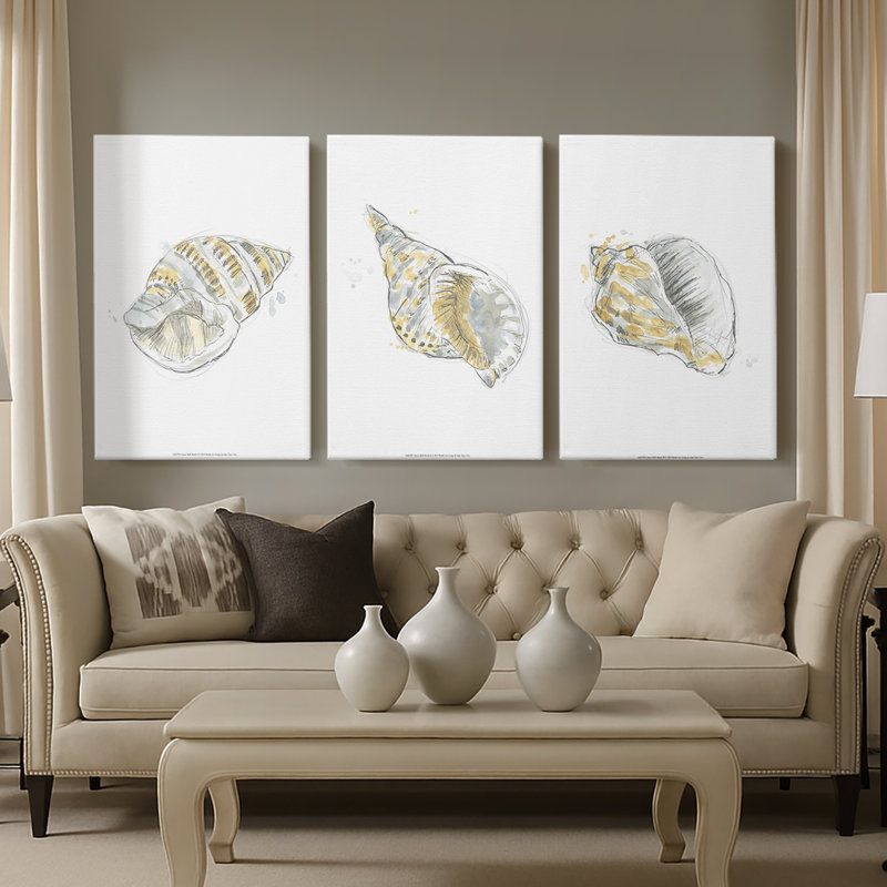 Citron croquis I - toile tendue sur mesure - 3 pièces, H 27 po x l 54 po