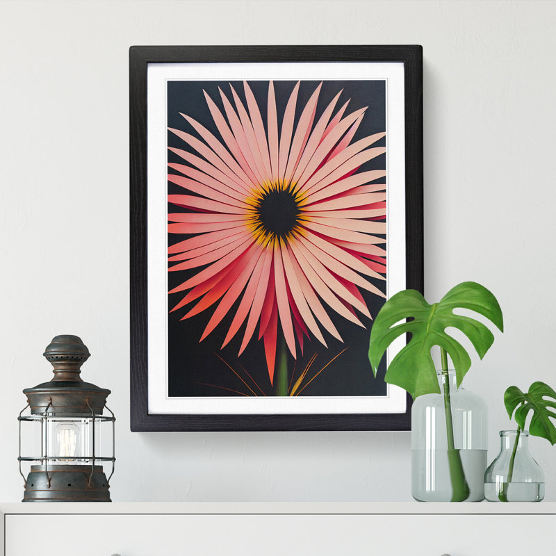 CAN-V0523-1743X Paper Chrysanthemum Flower 1 Piece Wrapped Canvas Wall Art, 34cm H x 25cm W x 2cm D, Oak
