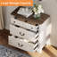 Ensemble de commode et table de chevet 6 tiroirs Modern Minimalist, ensemble de chambre à coucher 3 pièces, ensemble de commode en bois, table de bout avec station de charge-114335408