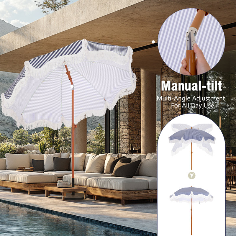 leaning patio umbrella Treasure Garden 11 ft Octagonal Outdoor (High-Performance Auto-Tilt) Close and secure umbrella during strong winds or severe weather. Tilt Patio Umbrella | Auto-Tilt,
