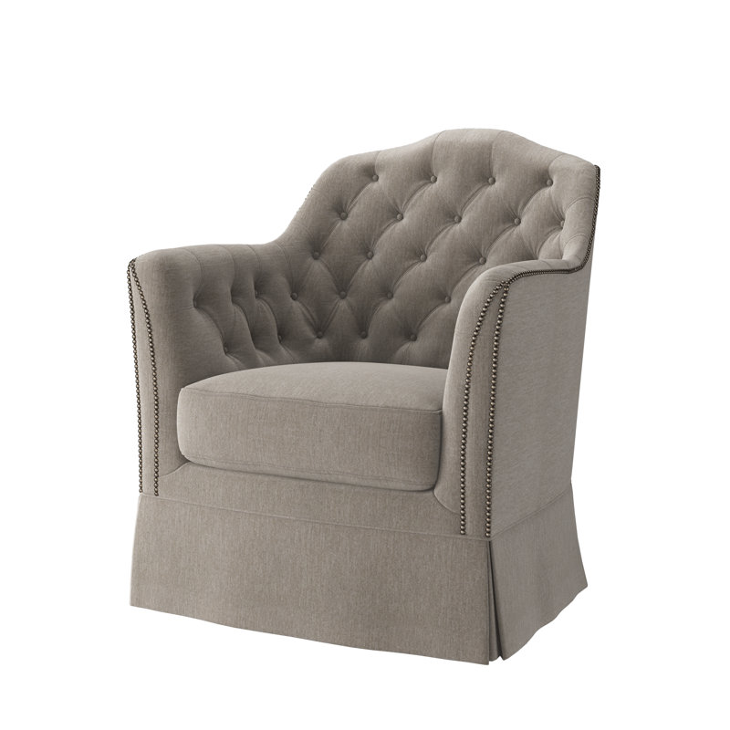 Fauteuil d'appoint Catriona, Gris anthracite Rise (tissu performance) 1357-95, Laiton rétro petit