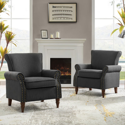 Fauteuil rembourré avec pieds en bois massif Mooresville