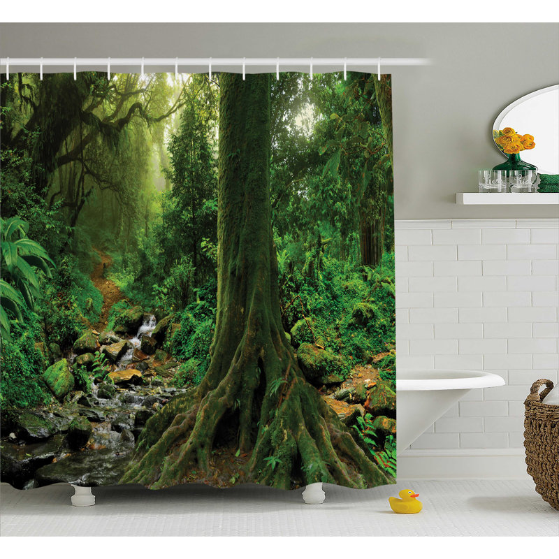 Rideau de douche simple rain forest décoration, H 70 po x l 69 po