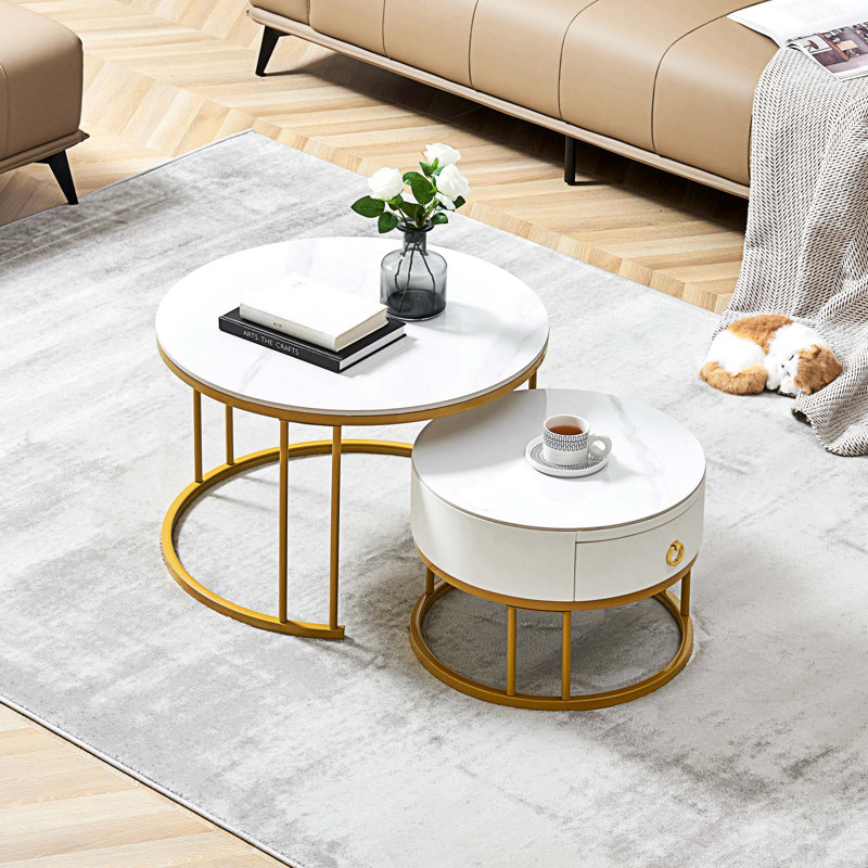 Savick Stone Top Nesting Coffee Table