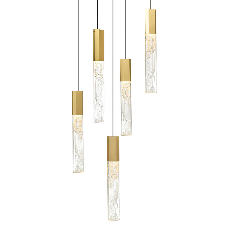 Fernada 5 - Light LED Unique/Statement Pendant, Brass