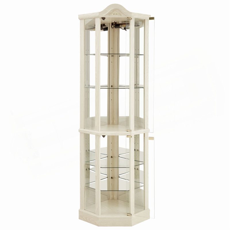 Armoire vitrée d'angle vitrée lumineuse avec tablettes réglables Armoire à vin sculptée parfaite pour la maison ou le bureau