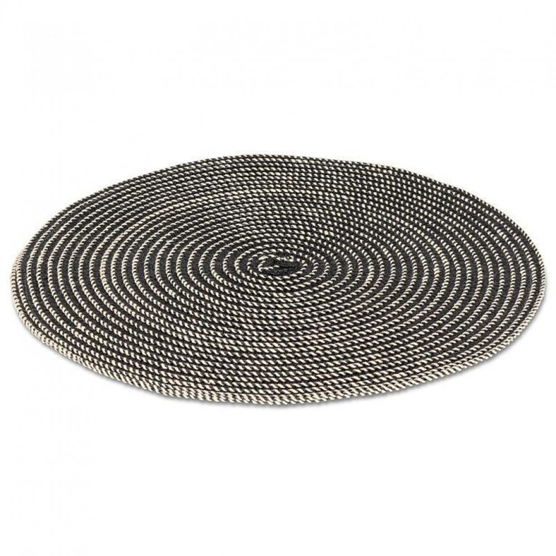Napperon doux noir et ivoire tissé, Black/Ivory
