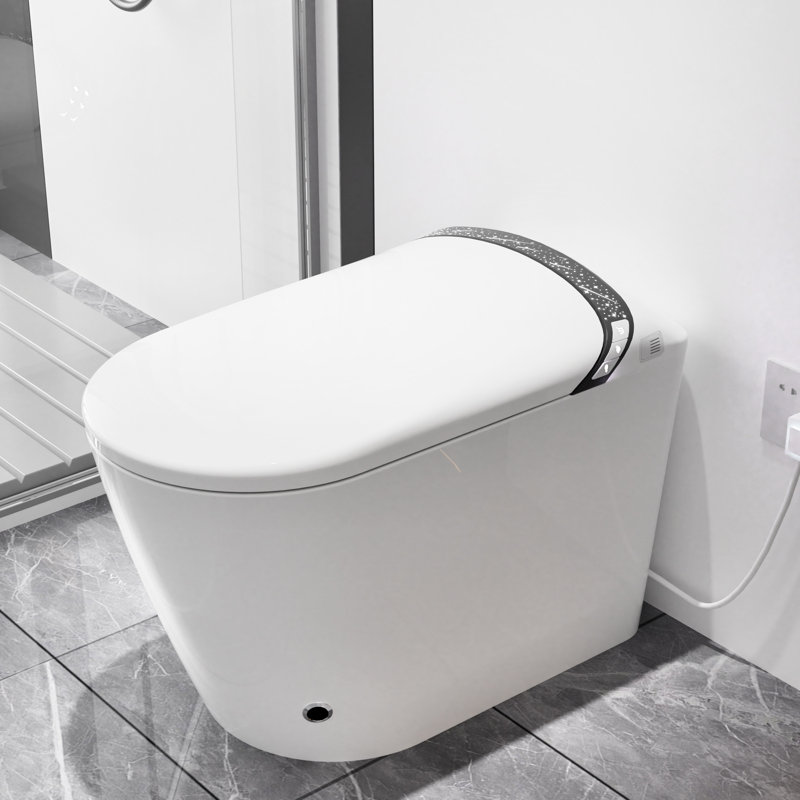 Toilette intelligente avec conception allongée, bidet intégré, ouverture / fermeture automatique du siège, activation du coup de pied, chasse d'eau écoénergétique de 1,28 po, affichage à DEL et séchage à l'air chaud pour la commodité de la salle de bain