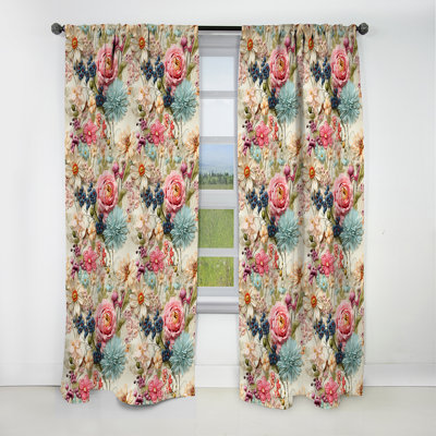 Volant floral rétro patchwork - Rideau floral - 1 panneau occultant