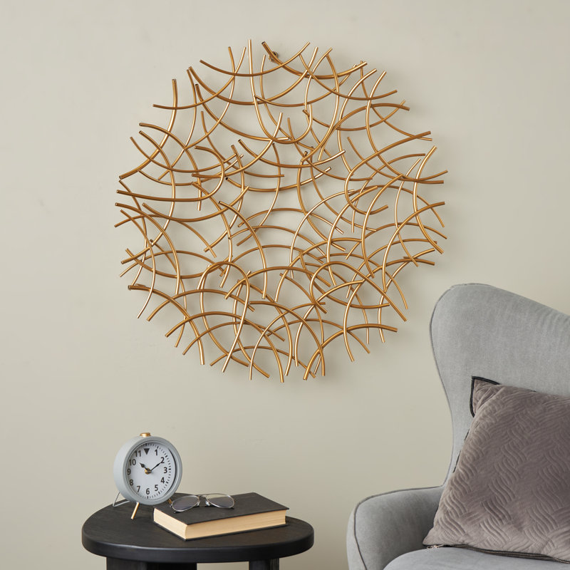 Cole And Grey Metal Overlapping Curved Sticks Abstract Home Wall Decor