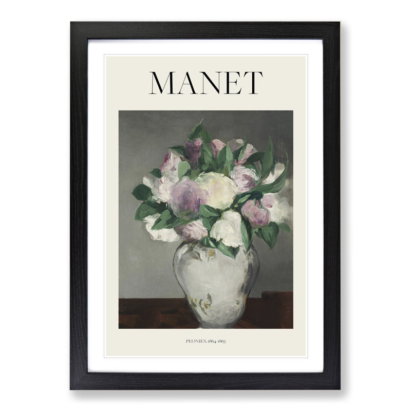 Peonies by Edouard Manet - Picture Frame Painting, 48cm H x 36cm W x 2cm D, Black