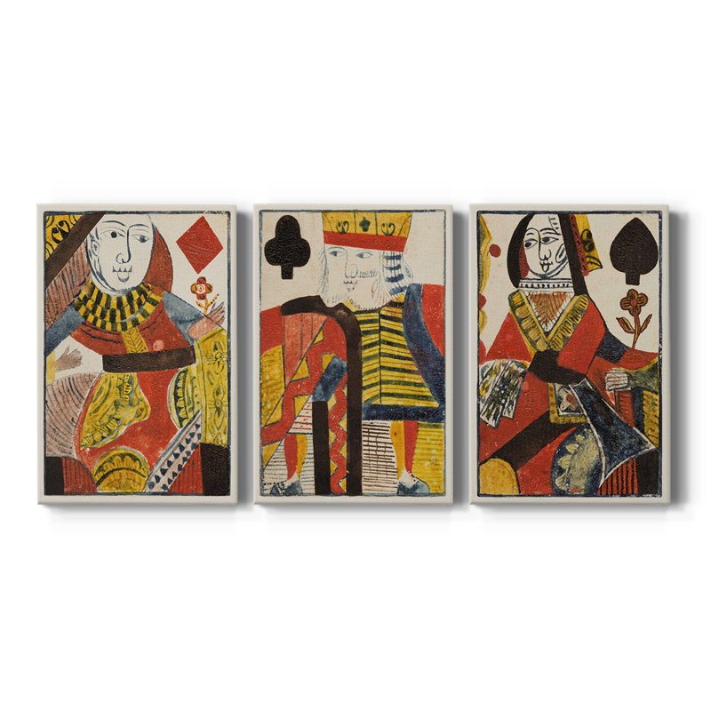 Vintage Cards IV  -Custom Wrapped Gallery Canvas - 3 Pieces, 12" H x 24" W