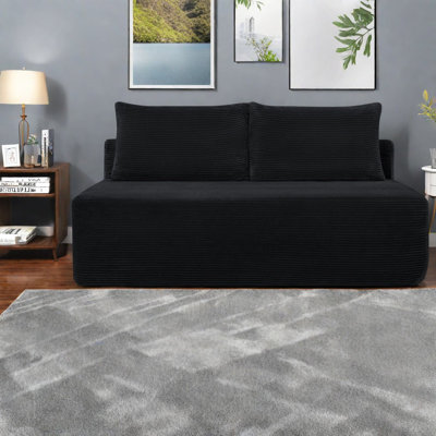 Compression Sectionals, 57 Inch Corduroy Deep Seat Modern Compact Home Couch