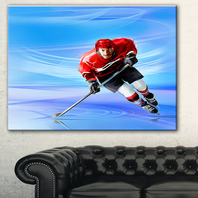 « masculin hokey player », impression sur toile tendue