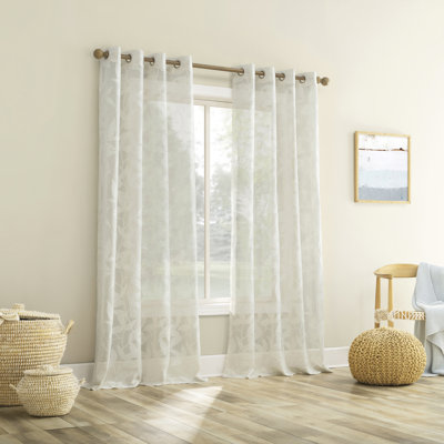 Nadia Textured Botanical Semi-Sheer Grommet Curtain Panel