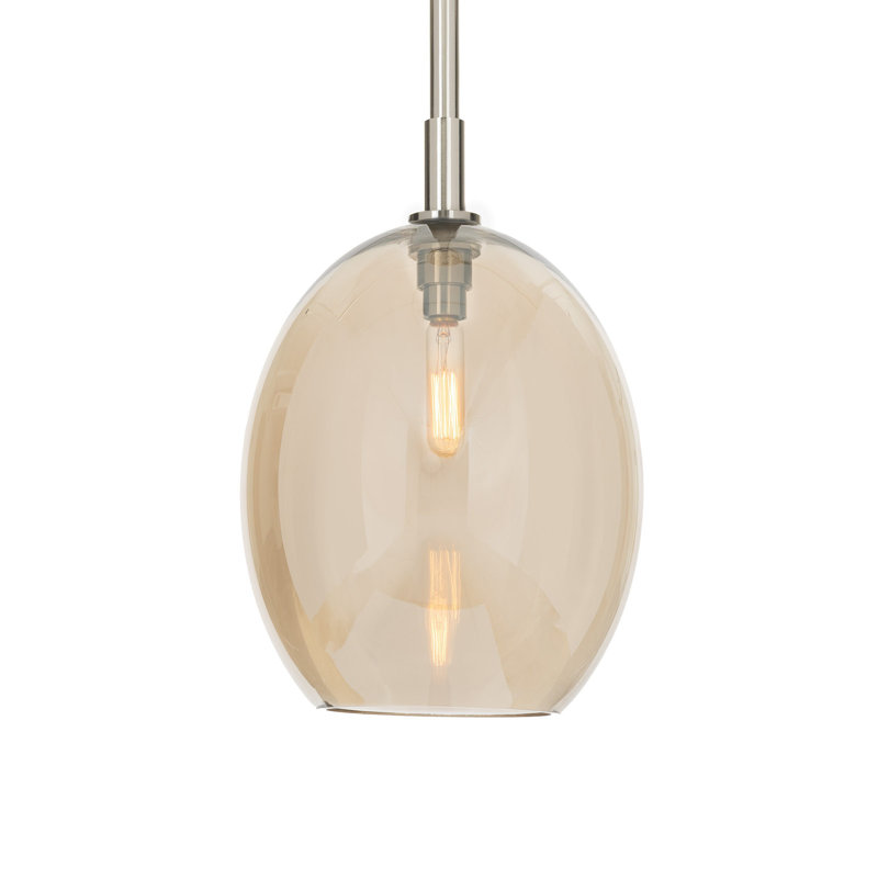 Luminaire suspendu simple Artemis (verre), Champagne, Nickel poli