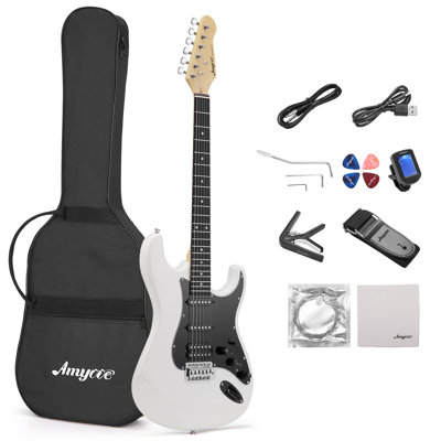 39" Electric Guitar Kit, 30 Single and Double Effectors, with Amplifier, String, Tuner, Cable, Picks