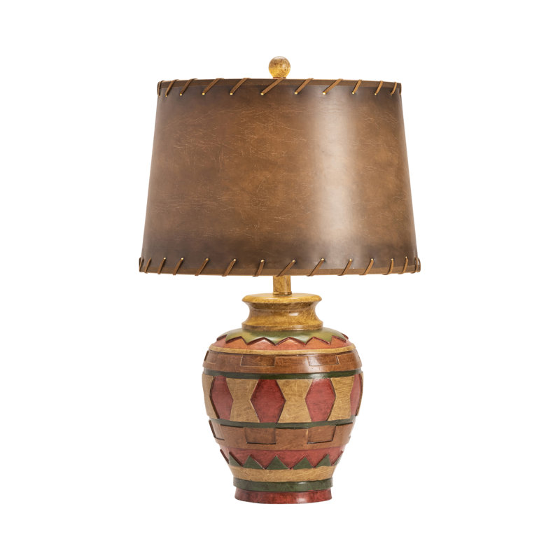 24" Resin Table Lamp With Brown Shade