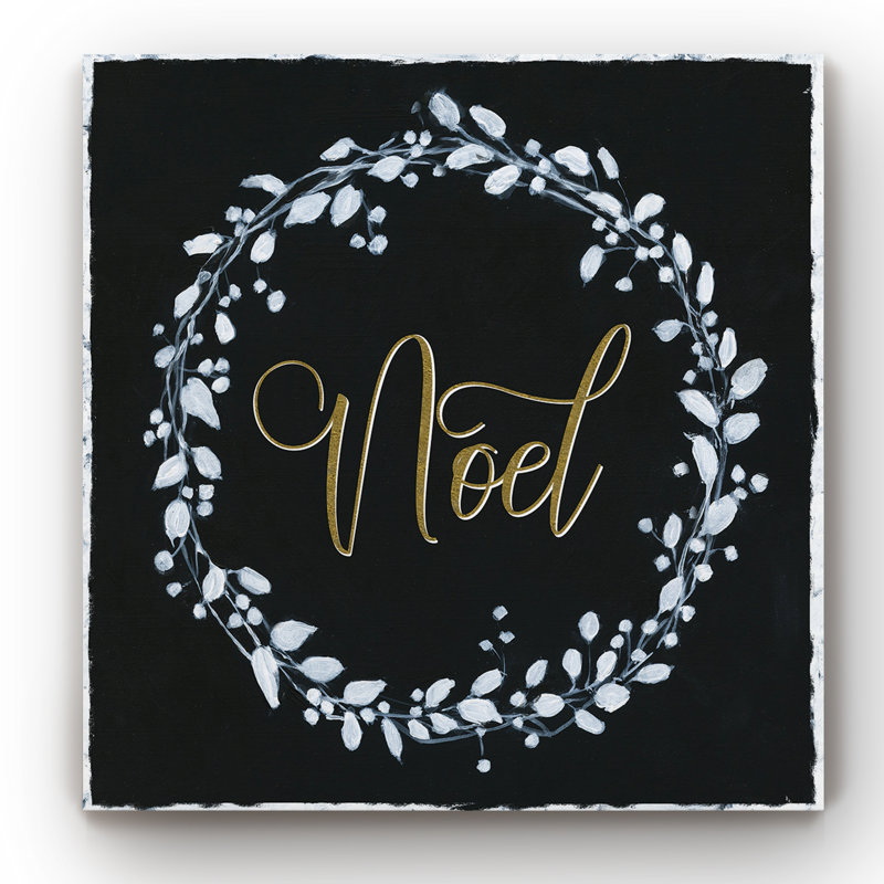 Noel Wreath - Reproduction d'art graphique sur toile tendue, H 10 po x l 10 po x P 1,5 po