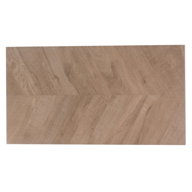 Bois Chevron 23.77"x47.25" Matte Natural Porcelain Rectangular Wall/Floor Tile 15.49 sqft/case 2pk, Brown