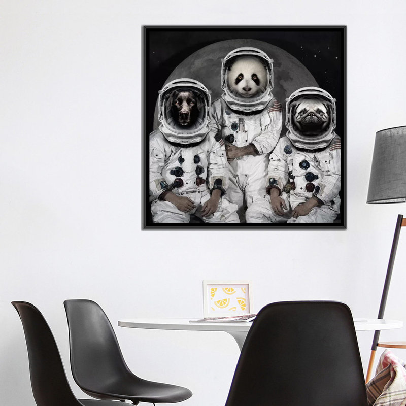 « astro animaux », impression sur toile, H 26 po x l 26 po x P 1,5 po, Toile avec cadre noir