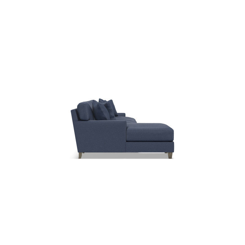 Mila Chaise Sectional, Blue Polyester, 33.5" H x 131" W x 61" D, Left Hand Facing