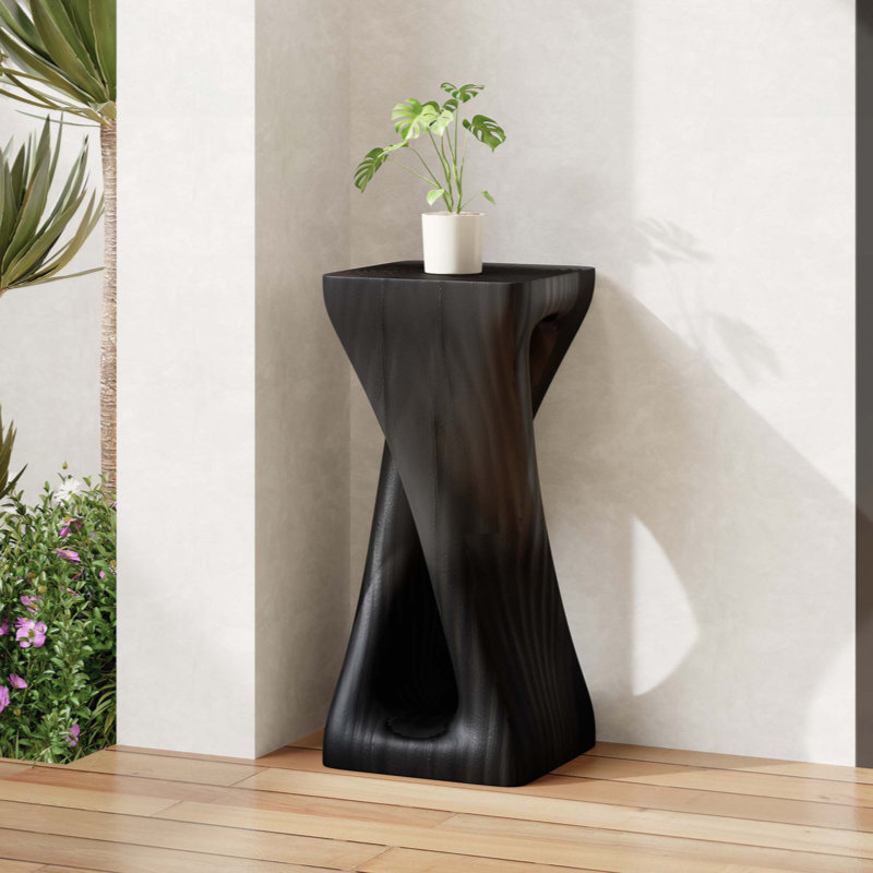 Table d'appoint d'extérieur, table de bout en forme de torsion, table d'appoint décorative, table de tabouret de jardin pour terrasse de balcon, côté piscine, béton léger, texture semblable au bois