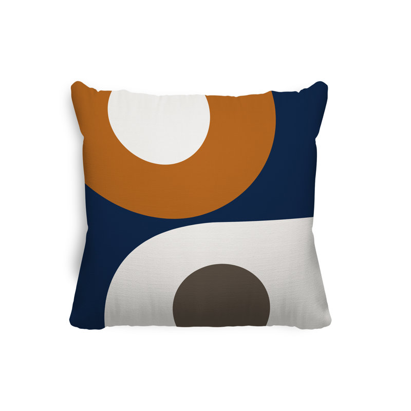Pitto Outdoor Reversible Throw Pillow, 17W" x 17H", Orange/Beige/Navy Blue