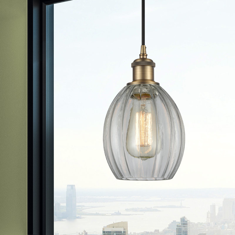 Luminaire suspendu en forme de cloche à 1 lumière Bolduc, Laiton brossé