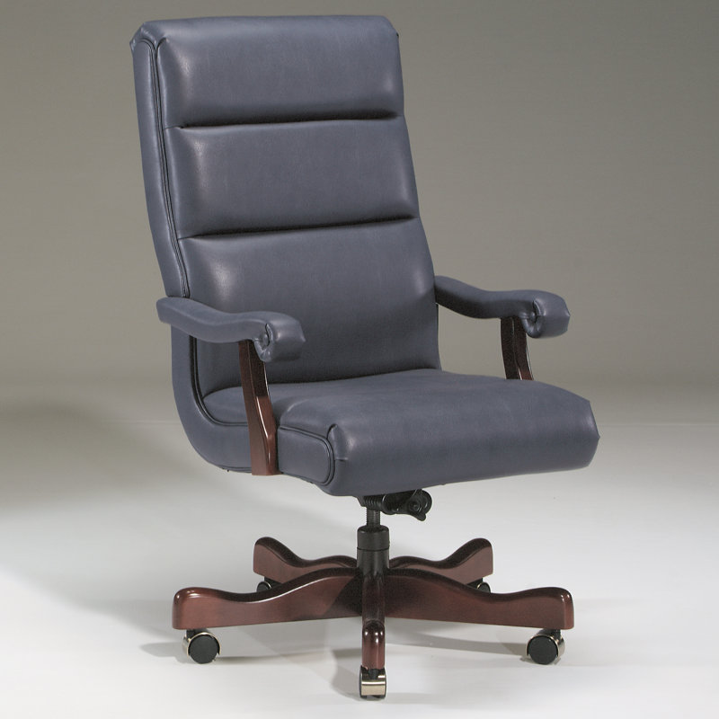 Polyester Blend Executive Chair, Ultramarine, Mahogany, Not Included