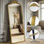 Miroir de plancher arqué antique orné pleine longueur / autoportant, 22 x 65 pouces, or rétro-1778946186-1778946184