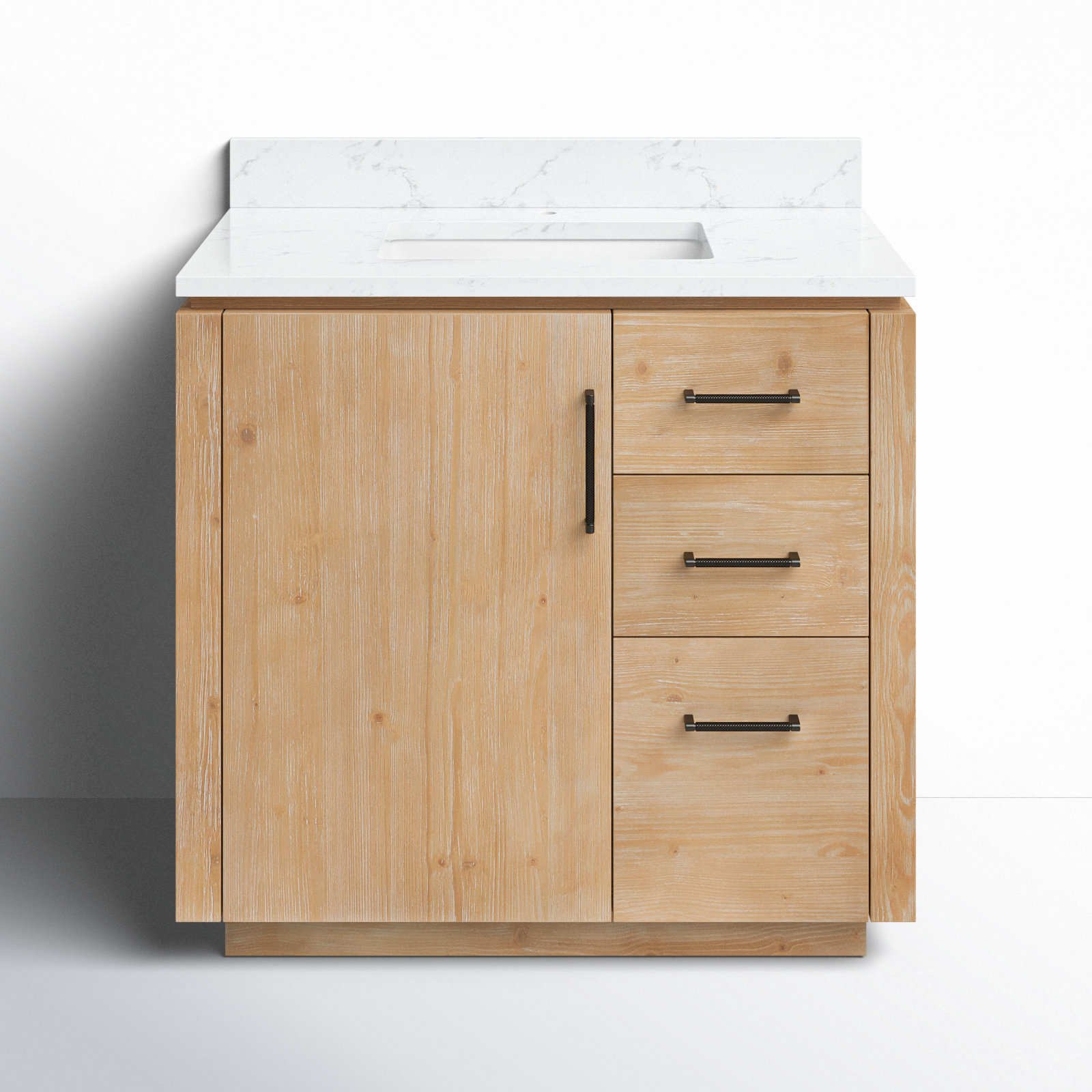 Cloverfield 36'' Single Bathroom Vanity, Fir Wood Brown, Matte Black